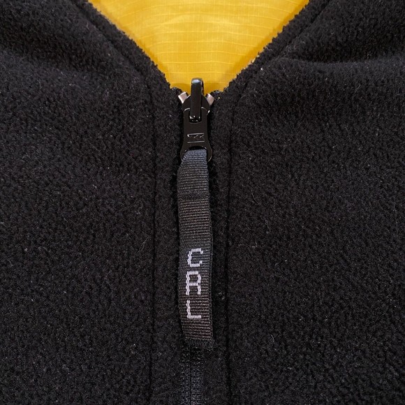 VINTAGE Chaps Ralph Lauren Reversible Vest Jacket Adult XL Black Yellow Fleece - Picture 10 of 11